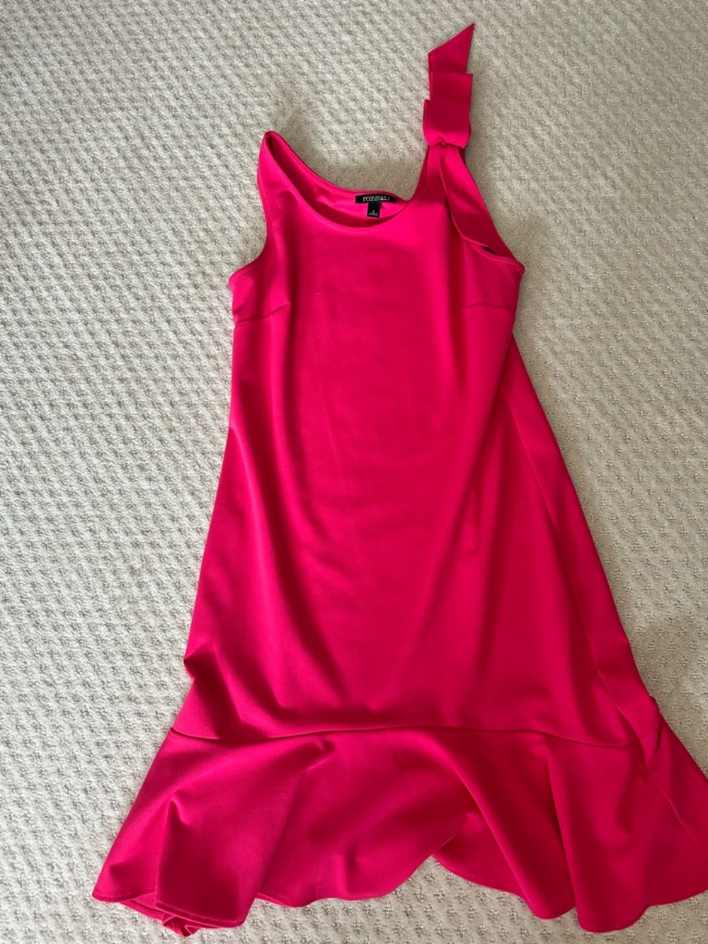 Roz & Ali Hot Pink One-Shoulder Dress with Bow Strap